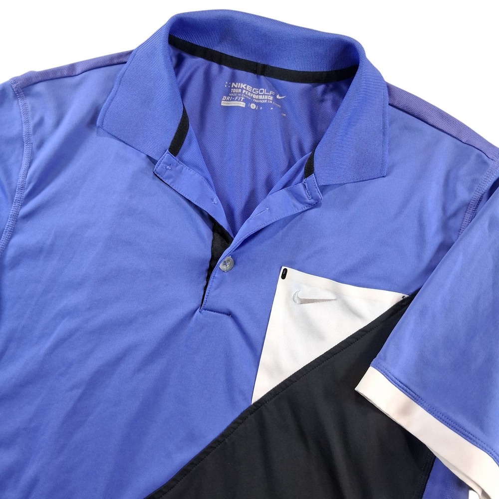 Nike Golf Polo Shirt Small Purple Colorblock Dri-FIT Tour Performance 517907